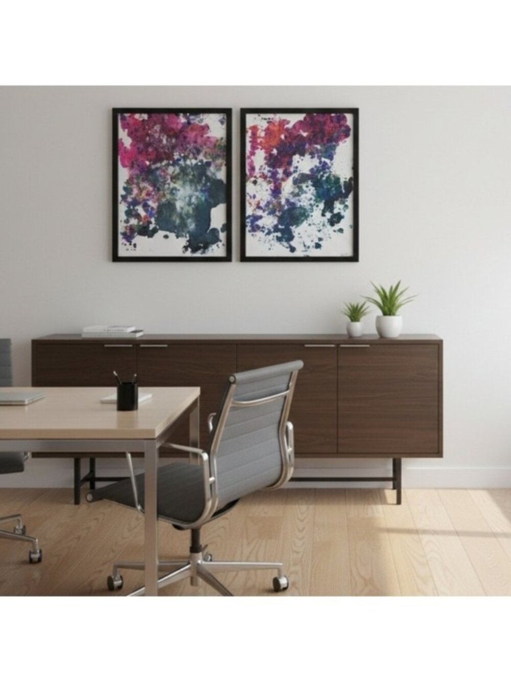 2 HANDCRAFTED Abstract Paintings HANDPAINTED Artwork HANDMADE Wall Art Decor
